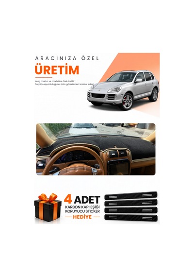 Porsche Cayenne 2002-2010 Uyumlu Torpido Koruma Örtüsü Oto Kılıfı - Siyah Bej