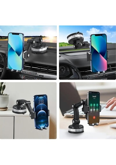 Coofbe Süper Vantuzlu Teleskopic Ayarlanabilir Ön Cam Araç Tutucu Torpido Üstü Araç Telefon Tutucu