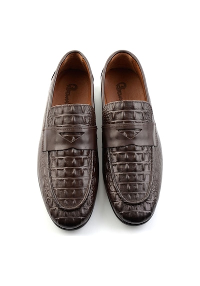 Kahve Hakiki Deri Erkek Loafer Ayakkabı E01594004103 Kahve