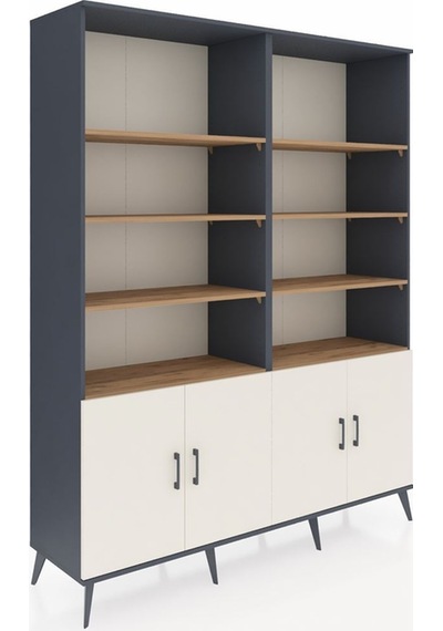 Hyperion Gardrop 10 Raflı 4 Kapaklı 176x44x221 Antrasit-aytaşı/çam Aytaşı/çam