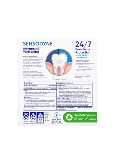 Sensodyne Advanced Whitening Diş Macunu 4lü Paket 4x184gr Beyazlık