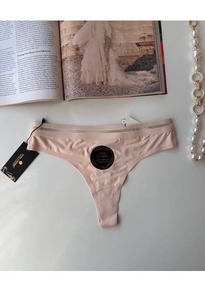 Orijinal Lazer Kesim Spandex Invisible Dikişsiz Transparan Detayl Pudra