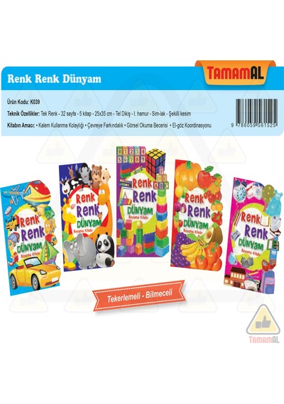 Şekilli Boyama Kitabı Renk Renk Dünyam Okul Öncesi 5 Kitap Seti