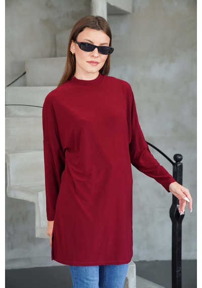 Penyebizden Tesettür Extra Uzun Tunik -bordo