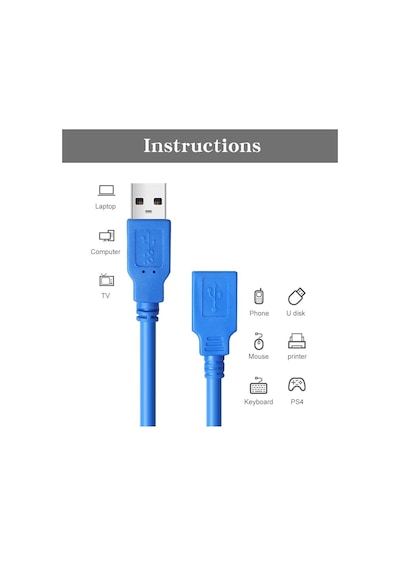 4626 Usb 3.0 Dişi Erkek Uzatma Uzatıcı Ara Bağlantı Kablosu 1 M