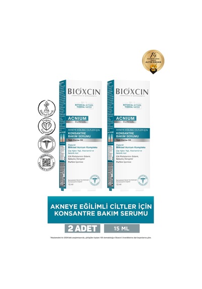 Bioxcin Acnium Karma Ve Yağlı Ciltler İçin Konsantre Bakım Serumu 15 Ml 2 Adet