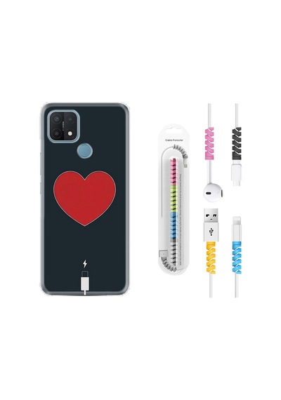 Oppo A15S Kılıf Kablo Koruyuculu Charge Heart 1422