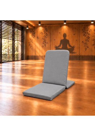 Meditasyon Sandalyesi Backjack Destekli Yer Minderi Su Ve Leke Tutmaz Duck Kumaş Gri