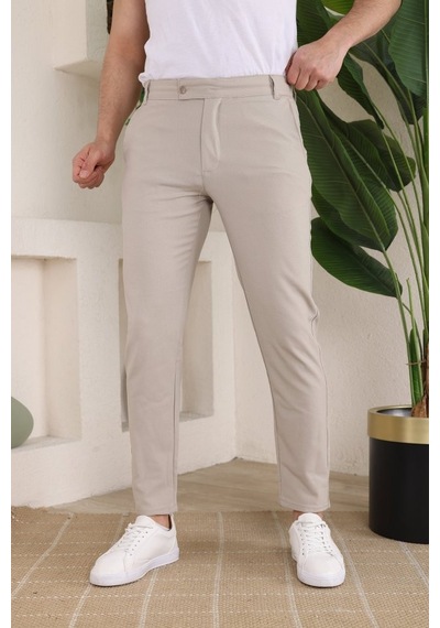 Efnaz Style Erkek Slim Fit Dilli Kumaş Pantolon Bej