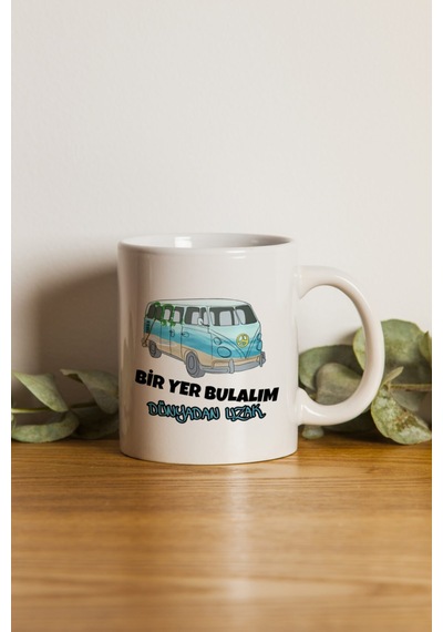 Porselen - Mavi Woswos - Bir Yer Bulalım Dünyadan Uzak- Makinede Yıkanabilir Beyaz