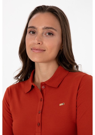 U.S. Polo Assn. Kadın Kiremit Basic Polo Yaka Sweatshırt 50313593-VR031