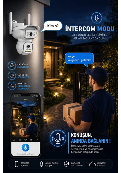 2 Kameralı Wifi 6mp Hareket Algılamalı Adaptörlü Güvenlik Kamerası