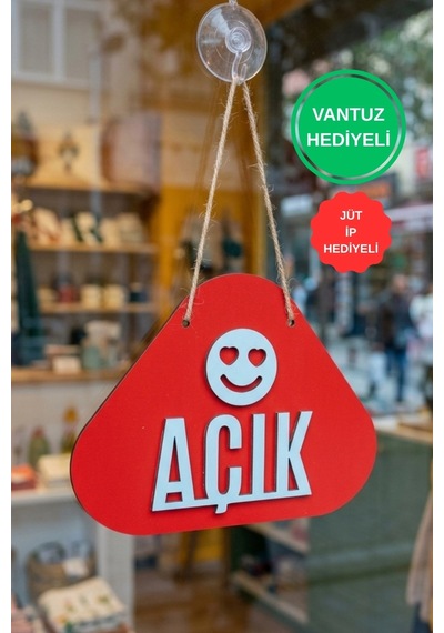 Emoji Desenli Açık-kapalı Yönlendirme Tabelası - Kırmızı