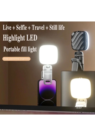 Selfie Işığı Şarjlı Çok Fonksiyonlu Mini Led Işık 3 Modlu Renk Ayarlı Telefon Tripod Uyumlu