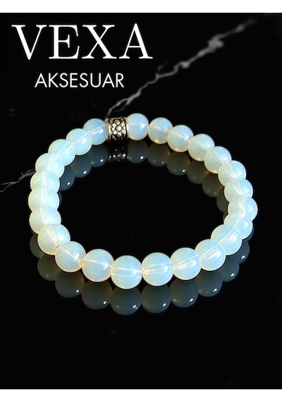 Opal Taşı Bileklik Doğaltaş Bileklik Opal Taşı Ay Taşı 8mm - Kutu Hediyeli Çok Renkli