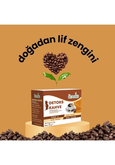 Fibrelle Hindiba Kahvesi Detox 30 Adet 3 Gr Kutu Saşe 90 G Çözünebilir
