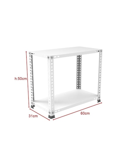 2 Katlı Renkli Çelik Raf Sehpa - Atölye, Depo, Ofis Sehpası Krem 31x60 Cm 50 Cm Çok Renkli