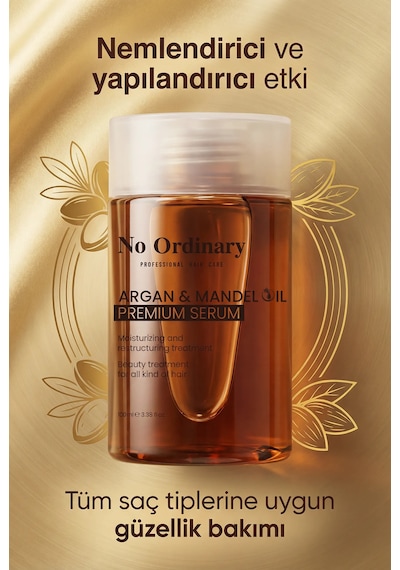 Premium Argan & Mandel Içerikli Doğal Saç Bakım Yağı & Serum 100ml