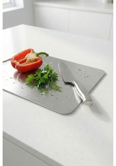Antibakteriyel Küf Önleyici Paslanmaz Çelik Kesme Matı 20x30 Cm Metalik