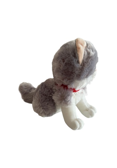 Sesli Ayakta Miyavlayan 28 Cm Peluş Kedi Oyuncak - Gri Gri