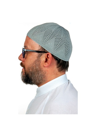Berra Çelik Örme Dantel Namaz Takkesi Gri 1 Adet