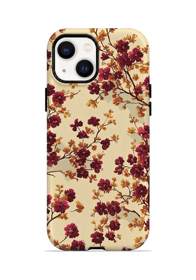 Velvoria Valestra Bordo Kır Çiçeği Apple iPhone Uyumlu 15 Darbe Korumalı Kılıf Valestra Select - Bordo Kır Çiçeği