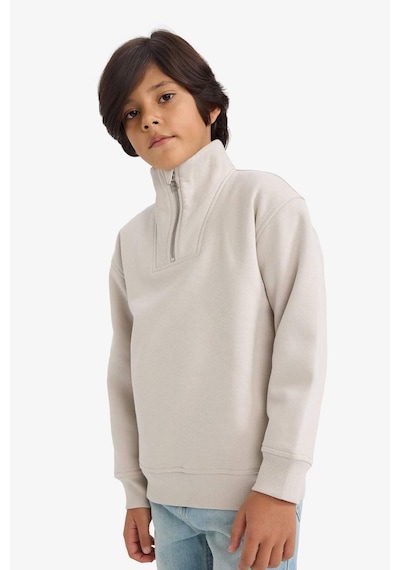 Defacto Erkek Çocuk Yarım Fermuarlı İçi Yumuşak Tüylü Sweatshirt G5547a825cwbg776 Bej-bg776