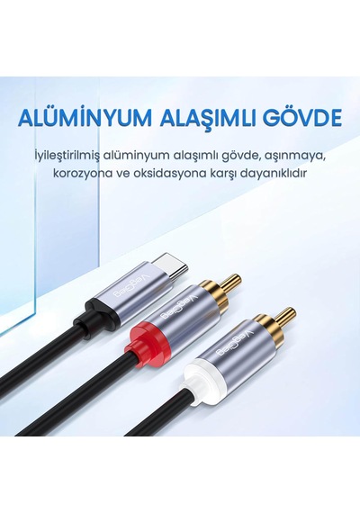 Usb Type-c To 2 Rca Ses Kablosu 1.5 Metre Belirtilmemiş