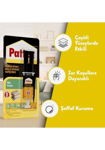 Ayrex Pattex Güçlü Epoksi Yapıştırıcı, Çok Sağlam, Çok Dayanıklı, Hemen Her Malzeme İçin Uygun Epoksi Reç