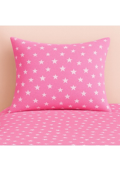 Lionas Tek Kişilik Desenli Nevresim + 1 Adet Kapaklı Yastık Kılıfı Açık Pembe