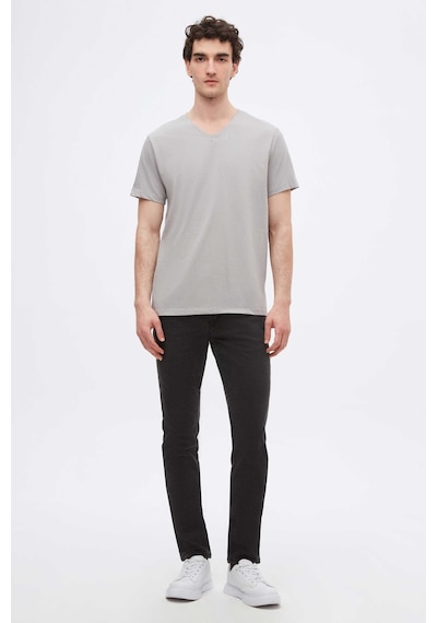 D's Damat Ds Damat Gri V Yaka %100 Pamuk T-shirt 4HC141996755M Gri