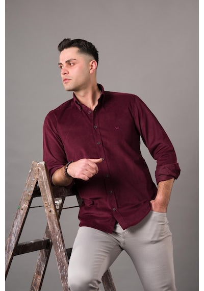 Dorss Slimfit Erkek İnce Fitilli Kadife Gömlek 001