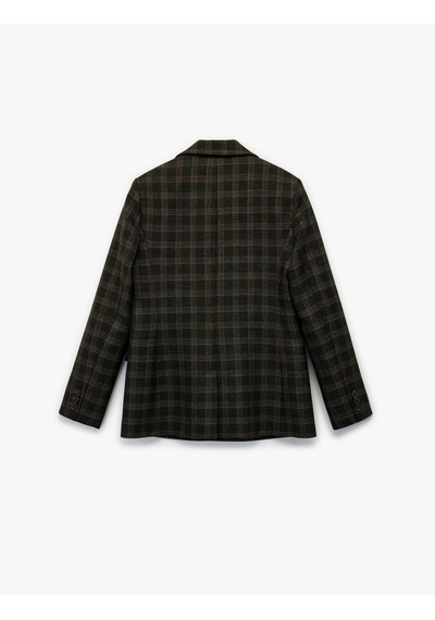 Koton Koton X Melis Ağazat - Uzun Kollu Kruvaze Cepli Ekose Oversize Blazer Ceket Antrasit Ekose 6wak50035ew Antrasit Ekoseli