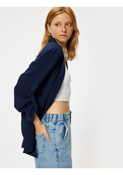 Koton Blazer Ceket Ters Kruvaze Yaka Bol Kalıp 3/4 Kol Krep Kumaş Lacivert 5wak50013ew Lacivert Koton Blazer Ceket Ters Kruvaze Yaka Bol Kalıp 3/4 Kol Krep Kumaş Lacivert 5wak50013ew Lacivert