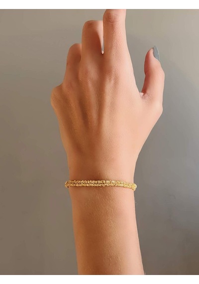 Zincir Dokuma Kordon El Yapımı Otantik Altın Kaplama Gold Renkli Bileklik