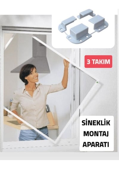Sineklik Montaj Aparatı Pvc Sineklik Sabitleme Montaj Aparatı 3 Set Plastik