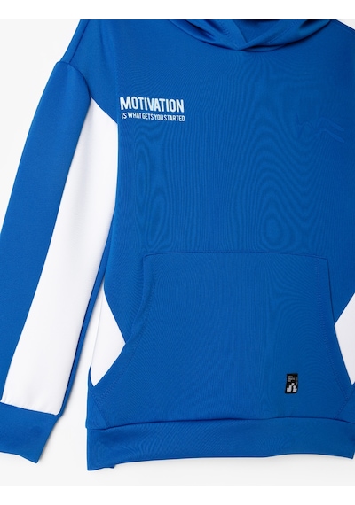 Koton Kapşonlu Sweatshirt Kanguru Cepli Uzun Kollu Saks 5wkb10289tk Saks Mavi