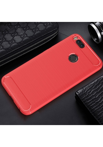 Xiaomi Mi 5X Dark Ultra Koruma Karbon Fiber Doku Silikon Kilif 279048454 - Renk / Kirmizi