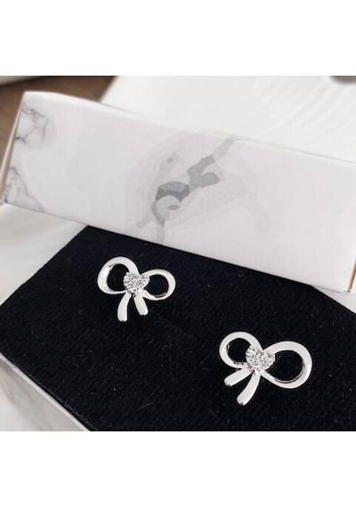 Fiyonk Küpe Zirkon Taşlı Çelik Silver