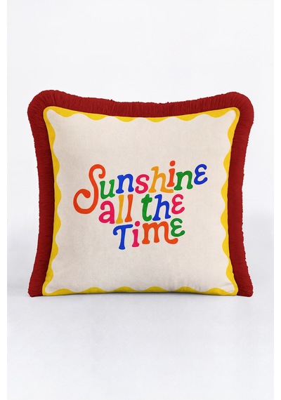 Sunshine All The Time Retro Yazı Saçaklı Yastık Kılıfı - Pop Art Sarı Bordo Püsküllü Kırlent Kılıfı Derin Sahil Opal Sunshine All The Time Retro Yazı Saçaklı Yastık Kılıfı - Pop Art Sarı Bordo Püsküllü Kırlent Kılıfı Derin Sahil Opal