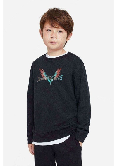 Tshirthane Devil May Cry 5 Logo Baskılı Unisex Çocuk Siyah Sweatshirt Siyah