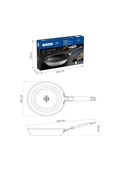 Tramontına Romagna Blue 25 Cm Seramik Yüzeyli Kızartma Tavası Gümüş