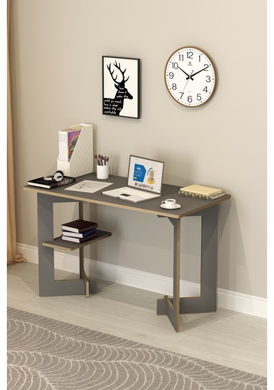 Asra Trend Raflı Modern Çalışma Masası ÇM-02 %100 MDF Bilgisayar Ofis Ders Masası Antrasit Asra Trend Raflı Modern Çalışma Masası ÇM-02 %100 MDF Bilgisayar Ofis Ders Masası Antrasit