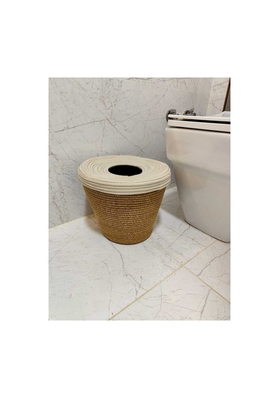 Jüt, Hasır, Çöp Kovası, Mutfak Çöp Kovası, Banyo Çöp Kovası, Doğal, Natürel, Jüt Kova, Modern Kova Hasır-krem Hasır-krem