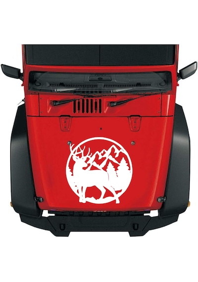 Avcı Geyik Ve Dağ Sticker - 4x4 Off Road Adventure Hunter Sticker - Araba Oto Karavan Cam Motosiklet Sticker - 02169 80x80 Cm
