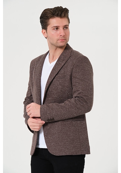 Bonesti Erkek Slim Fit Blazer Ceket Kahverengi Kırçıllı