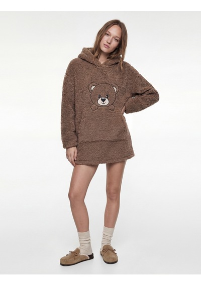 Koton Ayıcık İşlemeli Uzun Kollu Kapüşonlu Oversize Peluş Sabahlık Vizon 6wlk70016mk Vizon Koton Ayıcık İşlemeli Uzun Kollu Kapüşonlu Oversize Peluş Sabahlık Vizon 6wlk70016mk Vizon