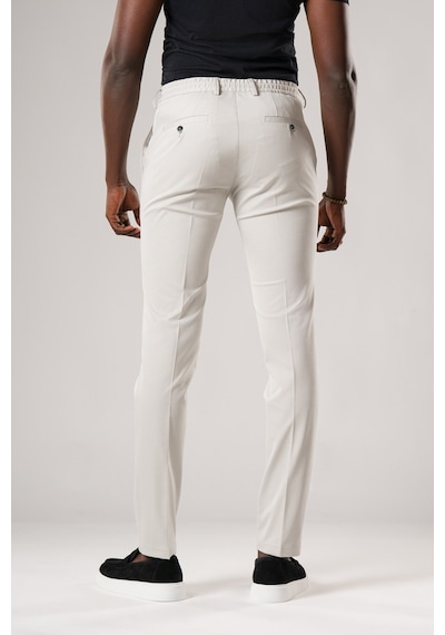 Ecer Slimfit Beli Lastikli Ve İplikli Dokulu Likralı Yazlık Jogger Pantolon gri