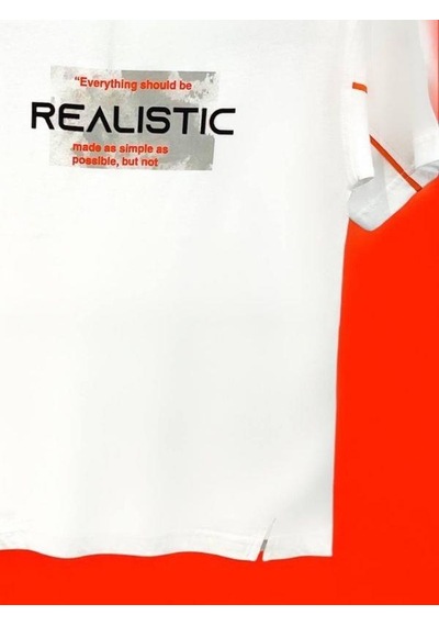 Carinos Erkek Çocuk Realistic Yazılı Pamuklu Tshirt-14631 Beyaz