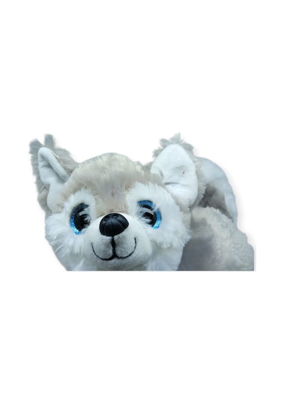 Sesli Peluş Yatan Köpek 25 Cm - Gri Gri